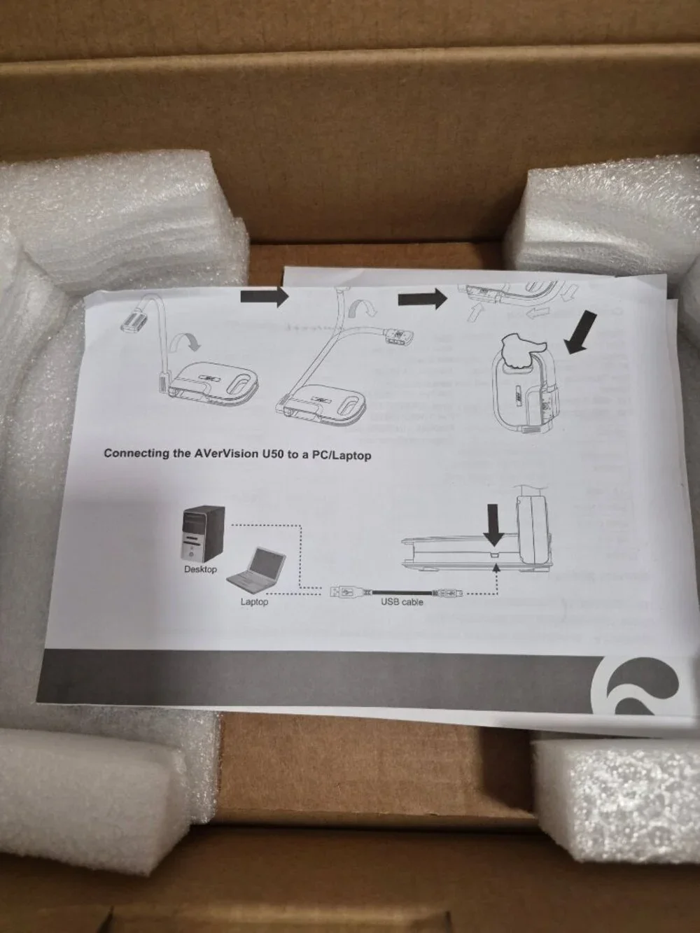 New Open Box AVerVision U50 USB Document Camera Flex Arm USB full HD 1080p